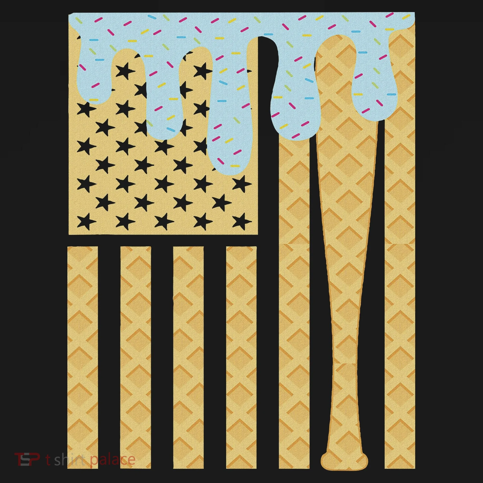 Baseball Drip Bat Dripping Ice Cream American Flag Women's Hoodie