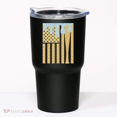 Baseball Drip Bat Dripping Ice Cream American Flag Tumbler