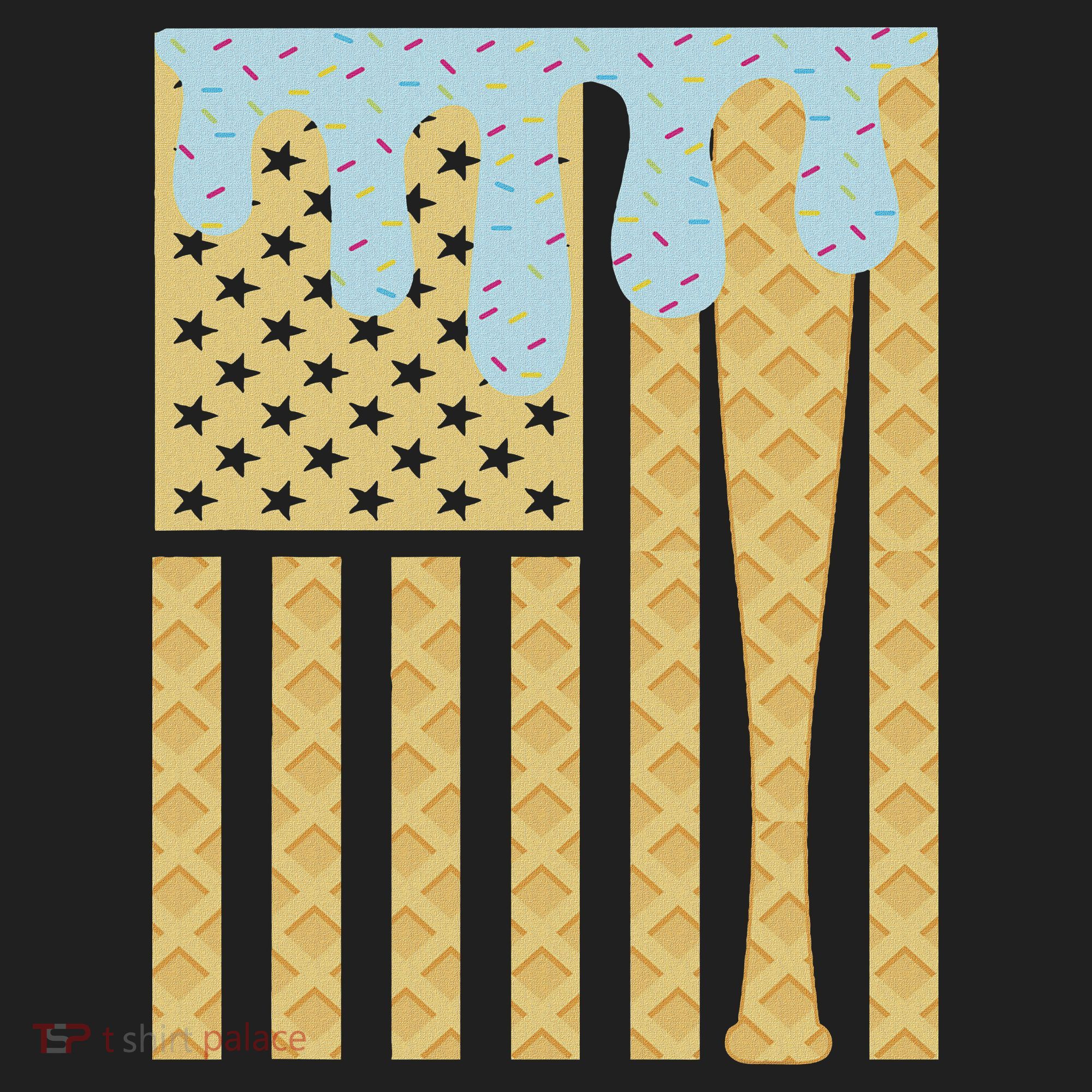 Baseball Drip Bat Dripping Ice Cream American Flag Tumbler
