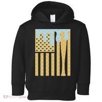 Baseball Drip Bat Dripping Ice Cream American Flag Toddler Hoodie thumb 0