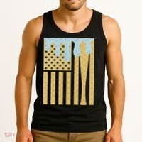 Baseball Drip Bat Dripping Ice Cream American Flag Tank Top thumb 3