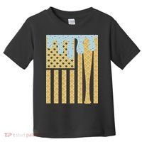 Baseball Drip Bat Dripping Ice Cream American Flag Toddler T-Shirt thumb 0