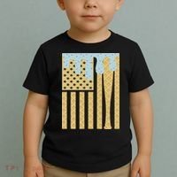 Baseball Drip Bat Dripping Ice Cream American Flag Toddler T-Shirt thumb 2