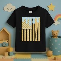 Baseball Drip Bat Dripping Ice Cream American Flag Toddler T-Shirt thumb 3