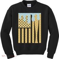 Baseball Drip Bat Dripping Ice Cream American Flag Kids Sweatshirt thumb 0