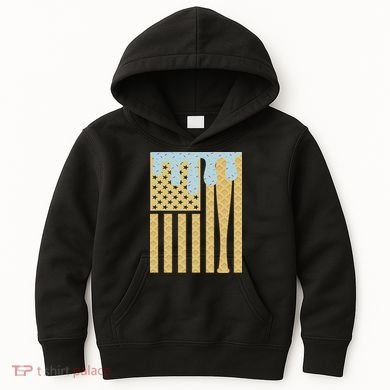 Baseball Drip Bat Dripping Ice Cream American Flag Kids Hoodie