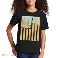 Baseball Drip Bat Dripping Ice Cream American Flag Kids T-Shirt thumb 2
