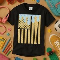 Baseball Drip Bat Dripping Ice Cream American Flag Kids T-Shirt thumb 3