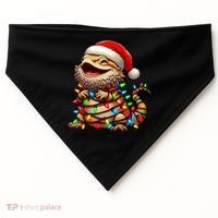 Bearded Dragon Christmas Lights Santa Hat USA-Made Doggie Bandana thumb 0