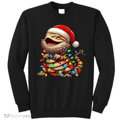 Bearded Dragon Christmas Lights Santa Hat Sweatshirt