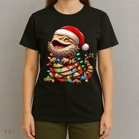 Bearded Dragon Christmas Lights Santa Hat T-Shirt thumb 4