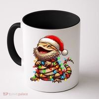 Bearded Dragon Christmas Lights Santa Hat Coffee Mug thumb 0