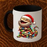 Bearded Dragon Christmas Lights Santa Hat Coffee Mug thumb 2