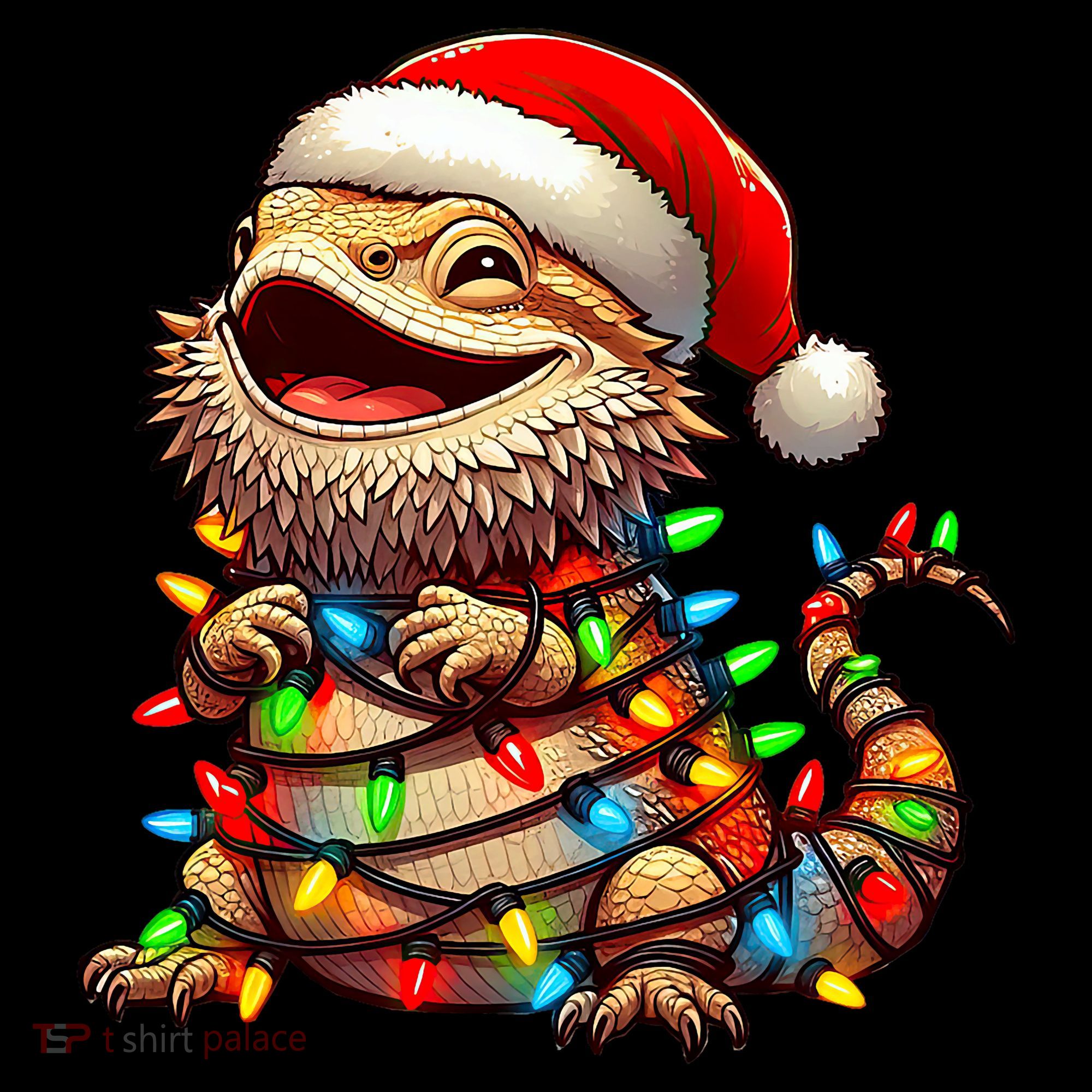 Bearded Dragon Christmas Lights Santa Hat Women's Hoodie