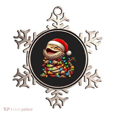 Bearded Dragon Christmas Lights Santa Hat Ornament
