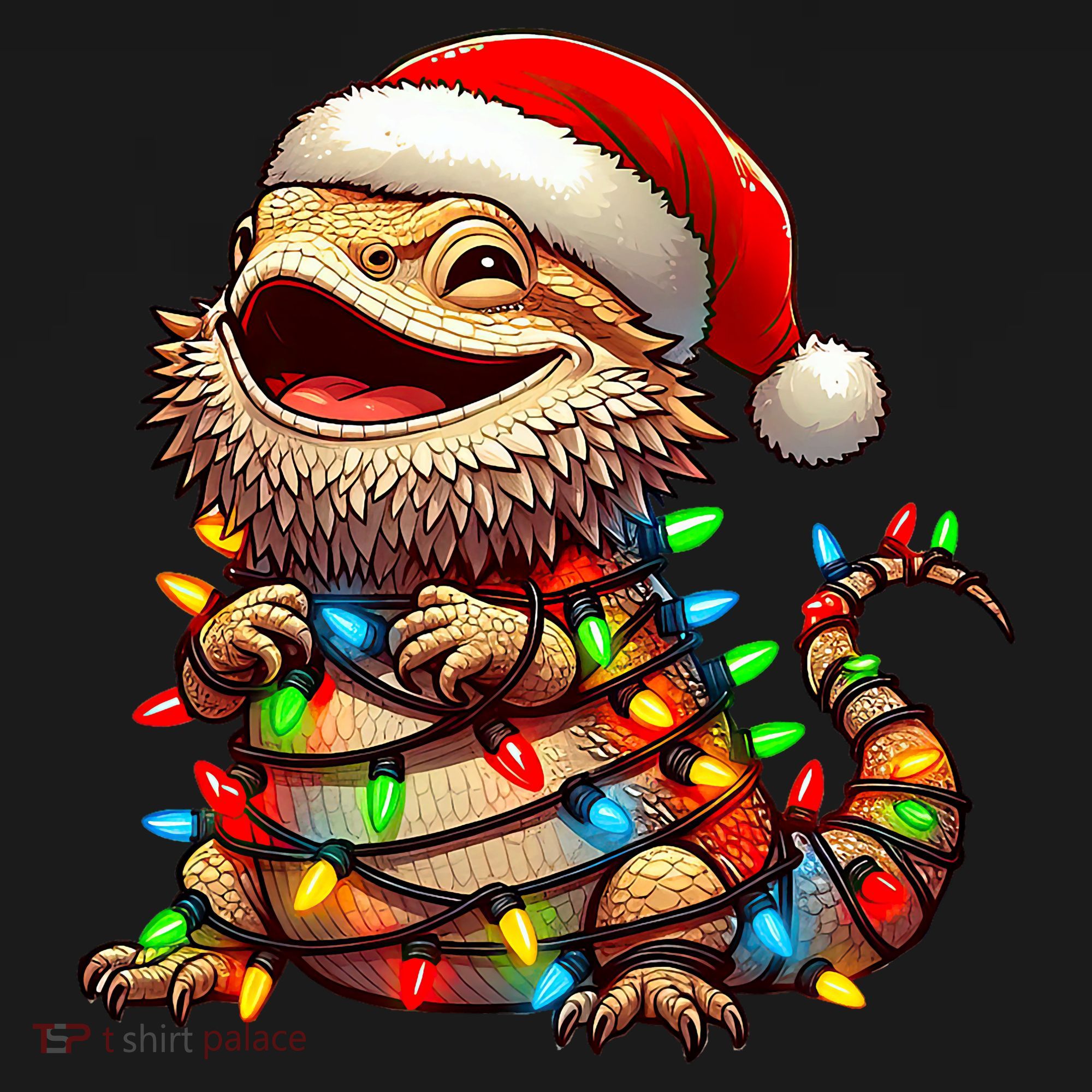 Bearded Dragon Christmas Lights Santa Hat Women's Tank Top