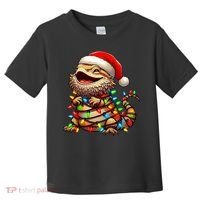 Bearded Dragon Christmas Lights Santa Hat Toddler T-Shirt thumb 0
