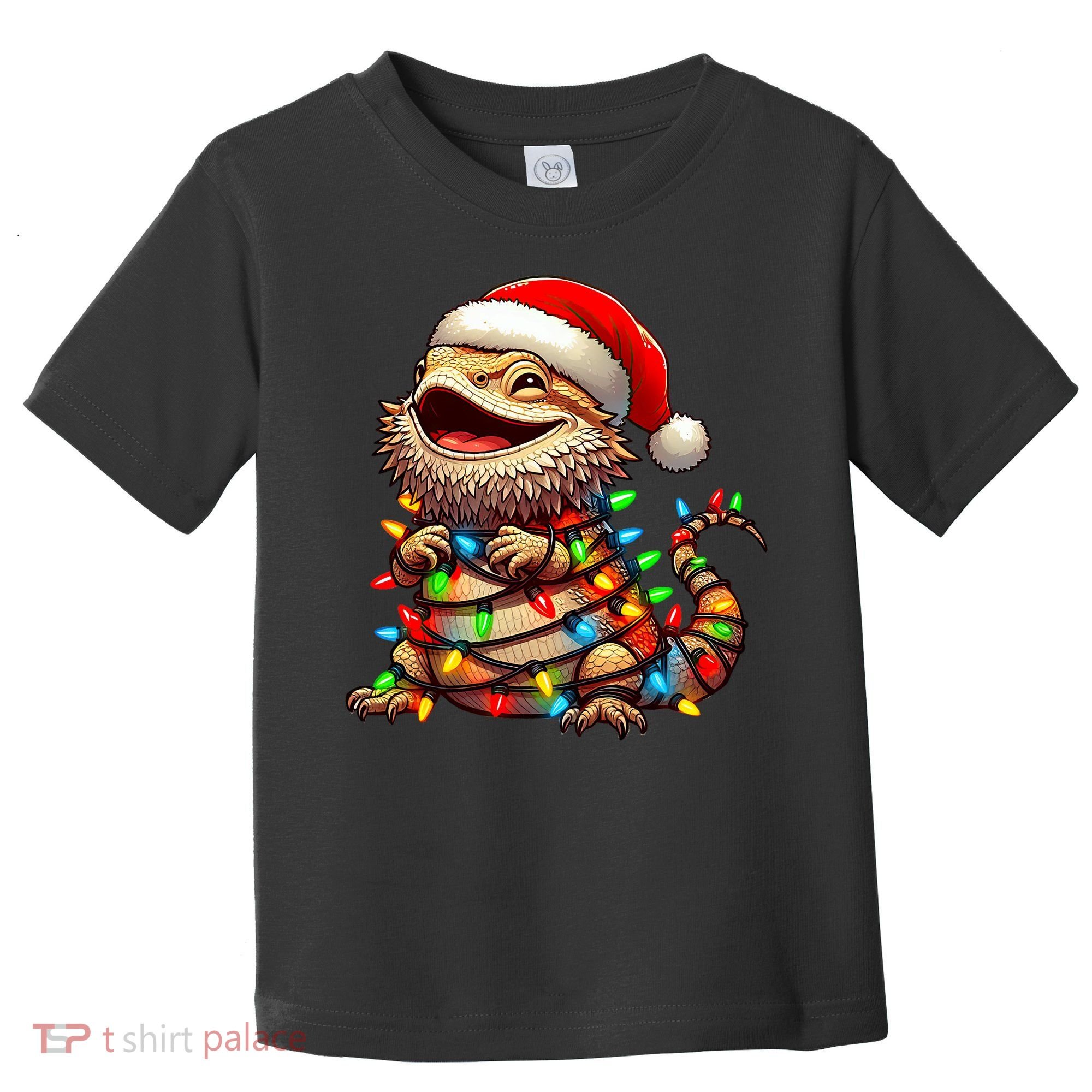 Bearded Dragon Christmas Lights Santa Hat Toddler T-Shirt
