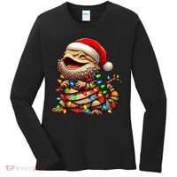 Bearded Dragon Christmas Lights Santa Hat Women's Long Sleeve Shirt thumb 0