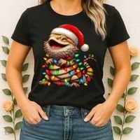 Bearded Dragon Christmas Lights Santa Hat Women's T-Shirt thumb 2