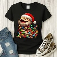 Bearded Dragon Christmas Lights Santa Hat Women's T-Shirt thumb 3