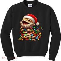 Bearded Dragon Christmas Lights Santa Hat Kids Sweatshirt thumb 0