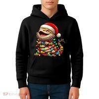 Bearded Dragon Christmas Lights Santa Hat Kids Hoodie thumb 4