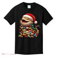 Bearded Dragon Christmas Lights Santa Hat Kids T-Shirt thumb 0