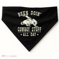 Been Doing Cowboy Stuff Funny Rodeo Cowboy USA-Made Doggie Bandana thumb 0