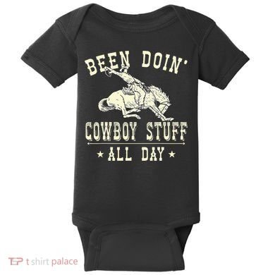 Been Doing Cowboy Stuff Funny Rodeo Cowboy Baby Bodysuit