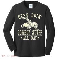 Been Doing Cowboy Stuff Funny Rodeo Cowboy Kids Long Sleeve Shirt thumb 0