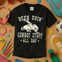 Been Doing Cowboy Stuff Funny Rodeo Cowboy Kids T-Shirt thumb 3