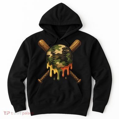 Baseball Drip Camo Baseball Bats Sports Cool Game Day Hoodie