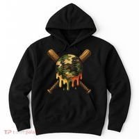 Baseball Drip Camo Baseball Bats Sports Cool Game Day Hoodie thumb 0