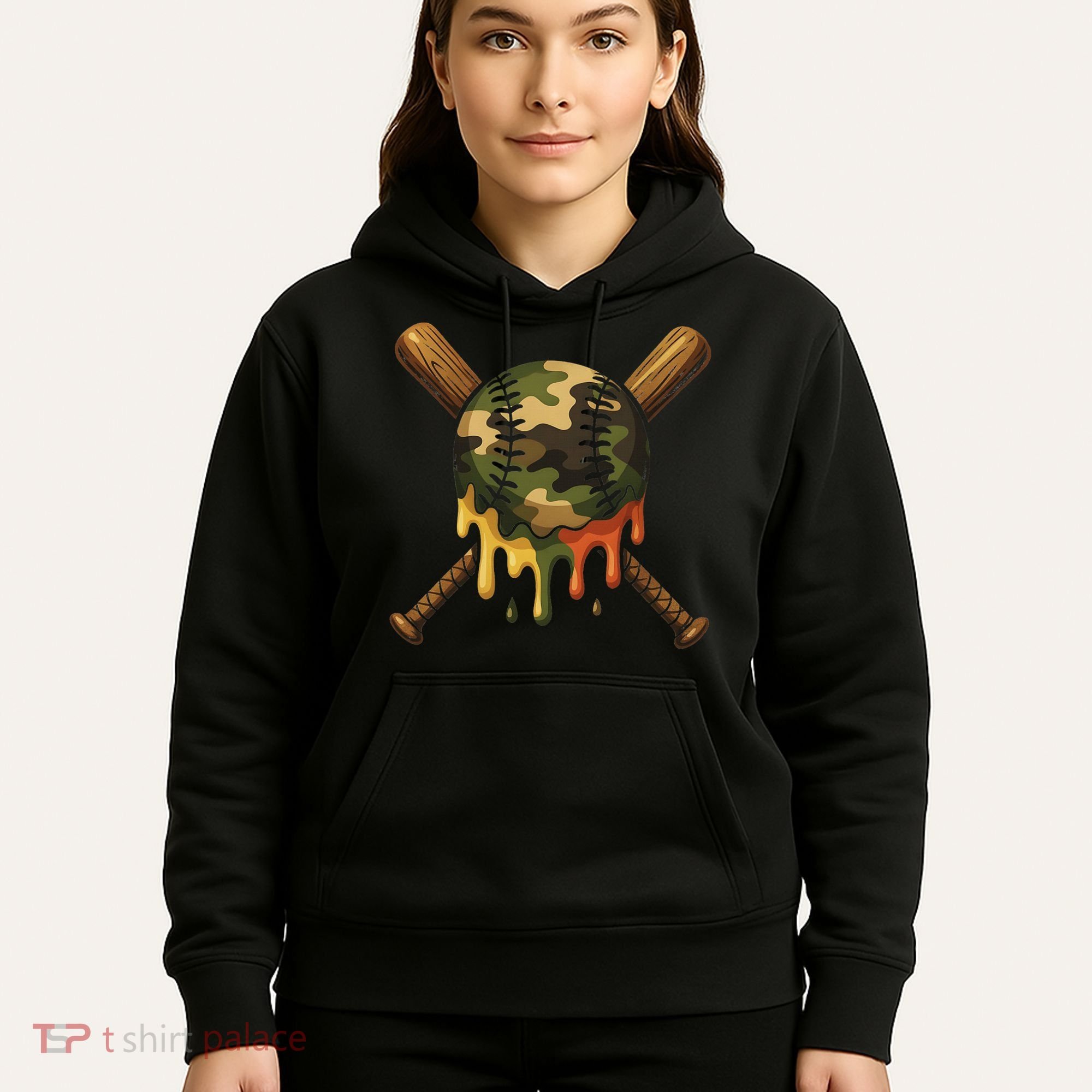 Baseball Drip Camo Baseball Bats Sports Cool Game Day Hoodie