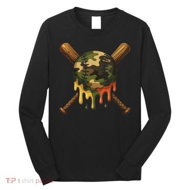 Baseball Drip Camo Baseball Bats Sports Cool Game Day Long Sleeve Shirt