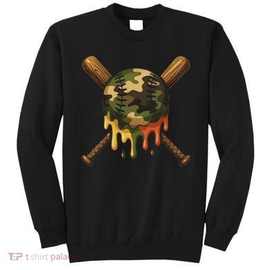 Baseball Drip Camo Baseball Bats Sports Cool Game Day Sweatshirt
