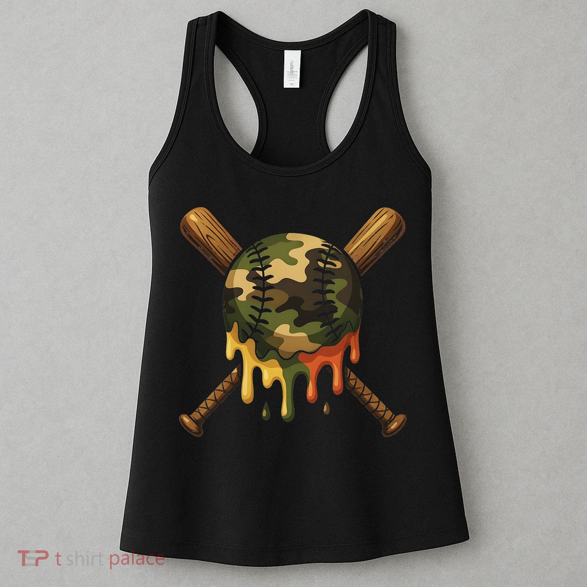 Baseball Drip Camo Baseball Bats Sports Cool Game Day Women's Tank Top