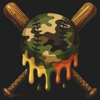Baseball Drip Camo Baseball Bats Sports Cool Game Day Hat thumb 2