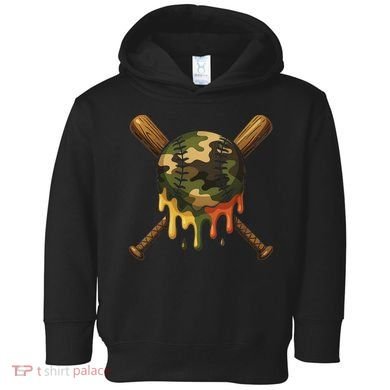 Baseball Drip Camo Baseball Bats Sports Cool Game Day Toddler Hoodie