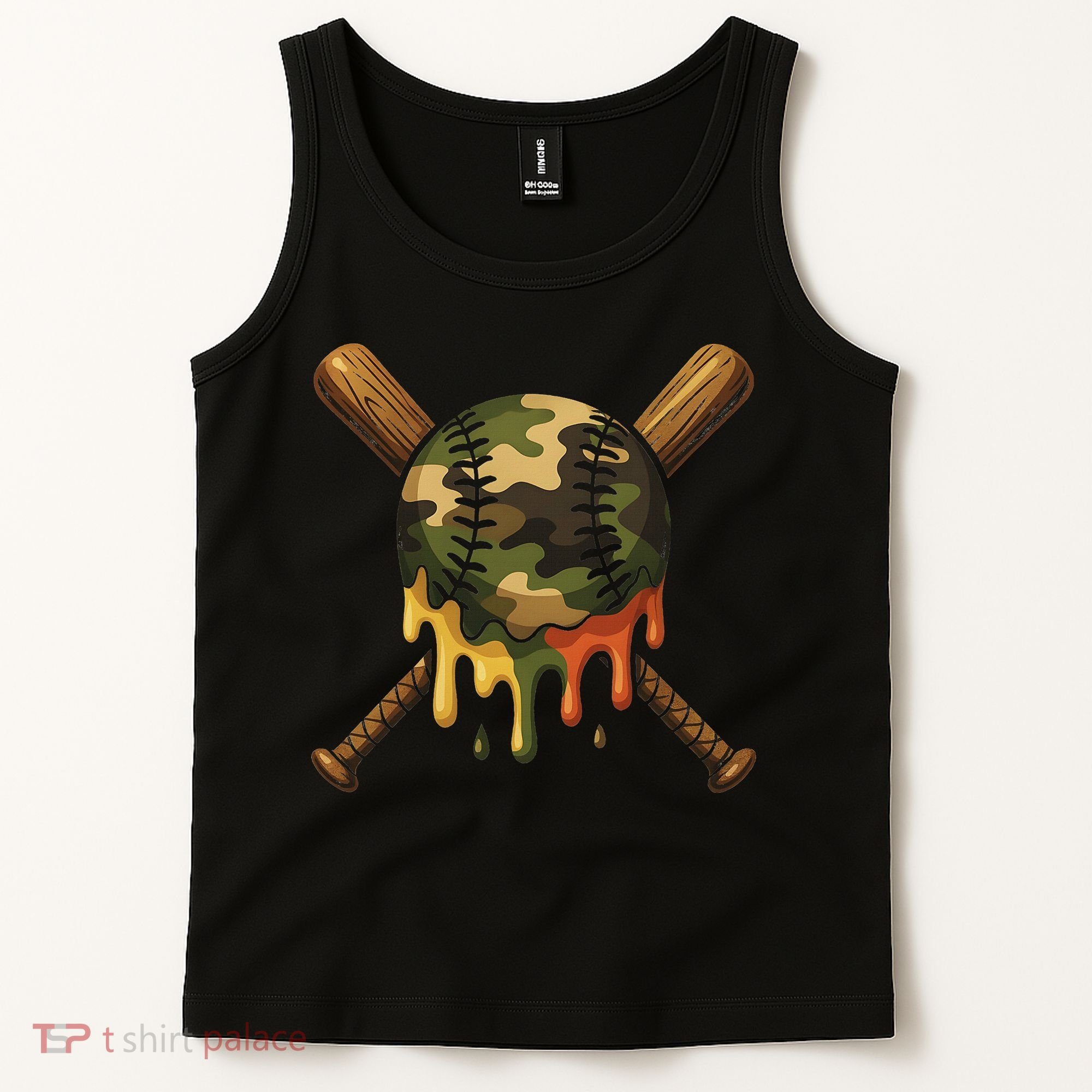Baseball Drip Camo Baseball Bats Sports Cool Game Day Tank Top