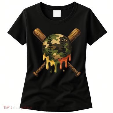 Baseball Drip Camo Baseball Bats Sports Cool Game Day Women's T-Shirt