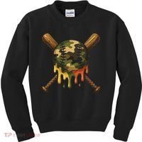 Baseball Drip Camo Baseball Bats Sports Cool Game Day Kids Sweatshirt thumb 0