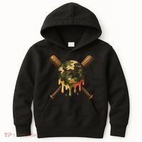 Baseball Drip Camo Baseball Bats Sports Cool Game Day Kids Hoodie thumb 0