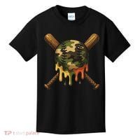 Baseball Drip Camo Baseball Bats Sports Cool Game Day Kids T-Shirt thumb 0
