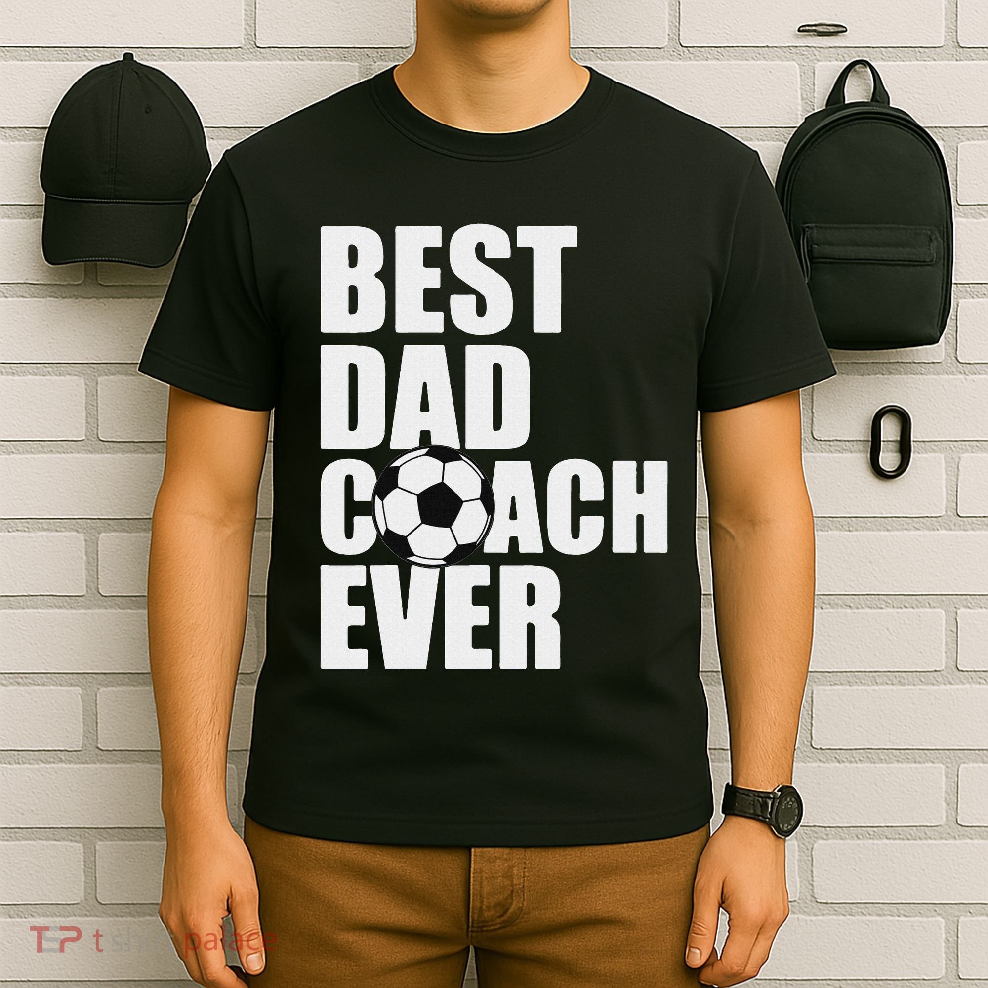 Best Dad Coach Ever Soccer Father Daddy Papa Soccer Coach T-Shirt