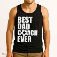 Best Dad Coach Ever Soccer Father Daddy Papa Soccer Coach Tank Top thumb 3