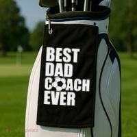 Best Dad Coach Ever Soccer Father Daddy Papa Soccer Coach Golf Towel thumb 2