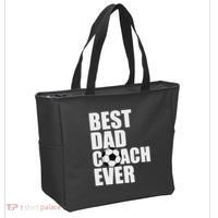 Best Dad Coach Ever Soccer Father Daddy Papa Soccer Coach Tote Bag thumb 2