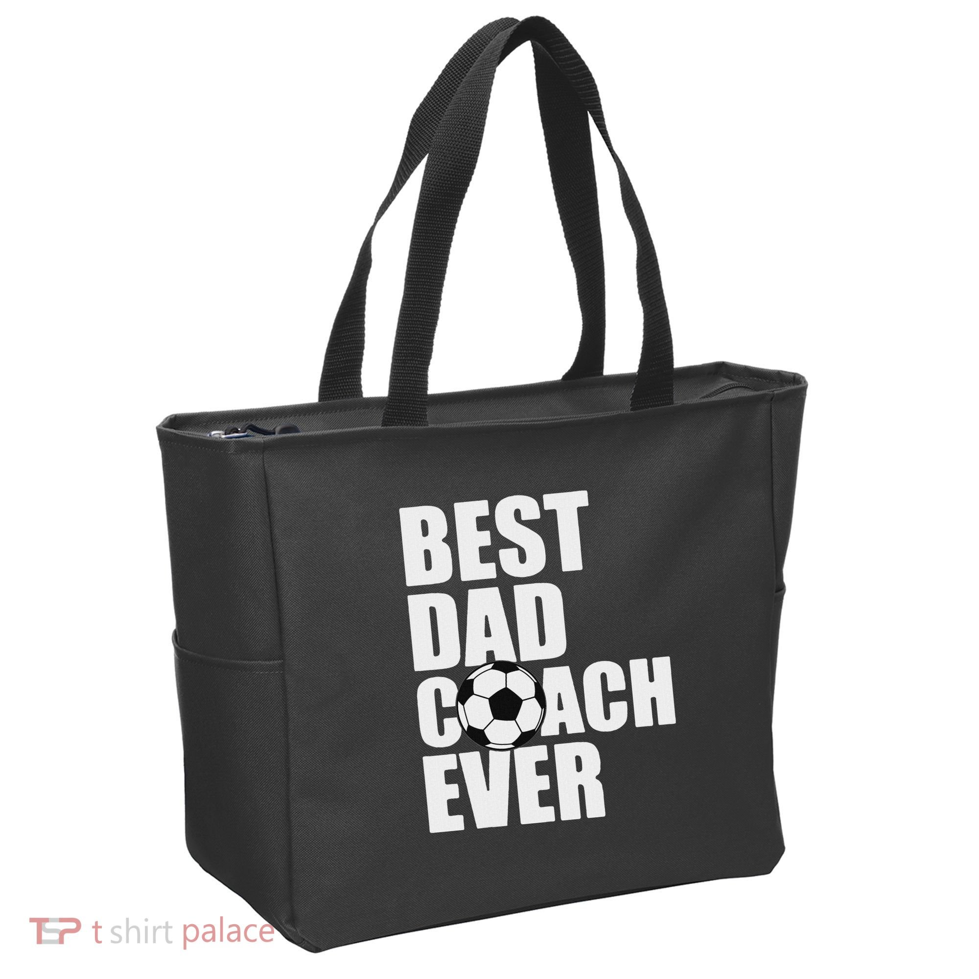 Best Dad Coach Ever Soccer Father Daddy Papa Soccer Coach Tote Bag